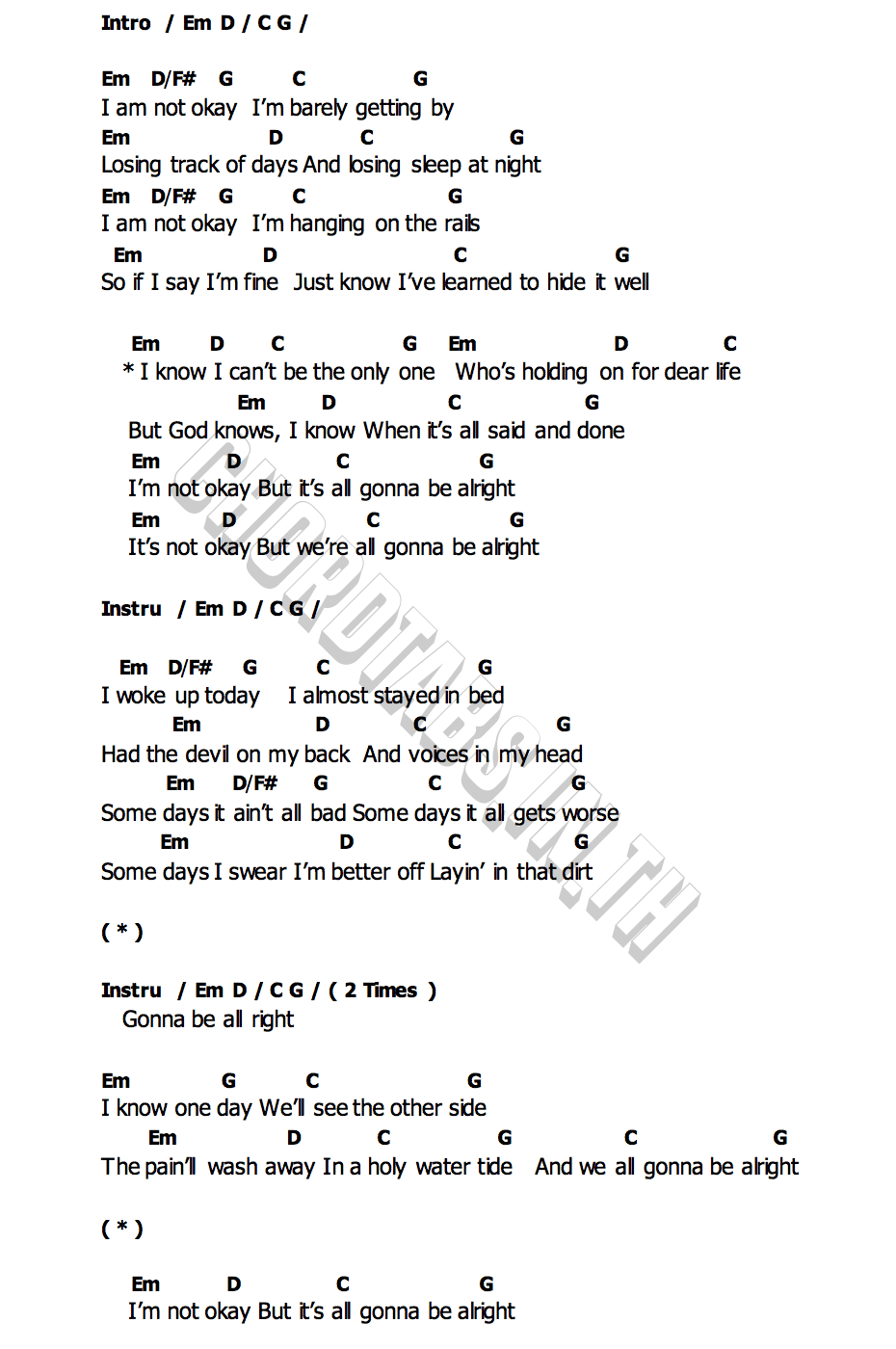 คอร์ด I Am Not Okay Jelly Roll