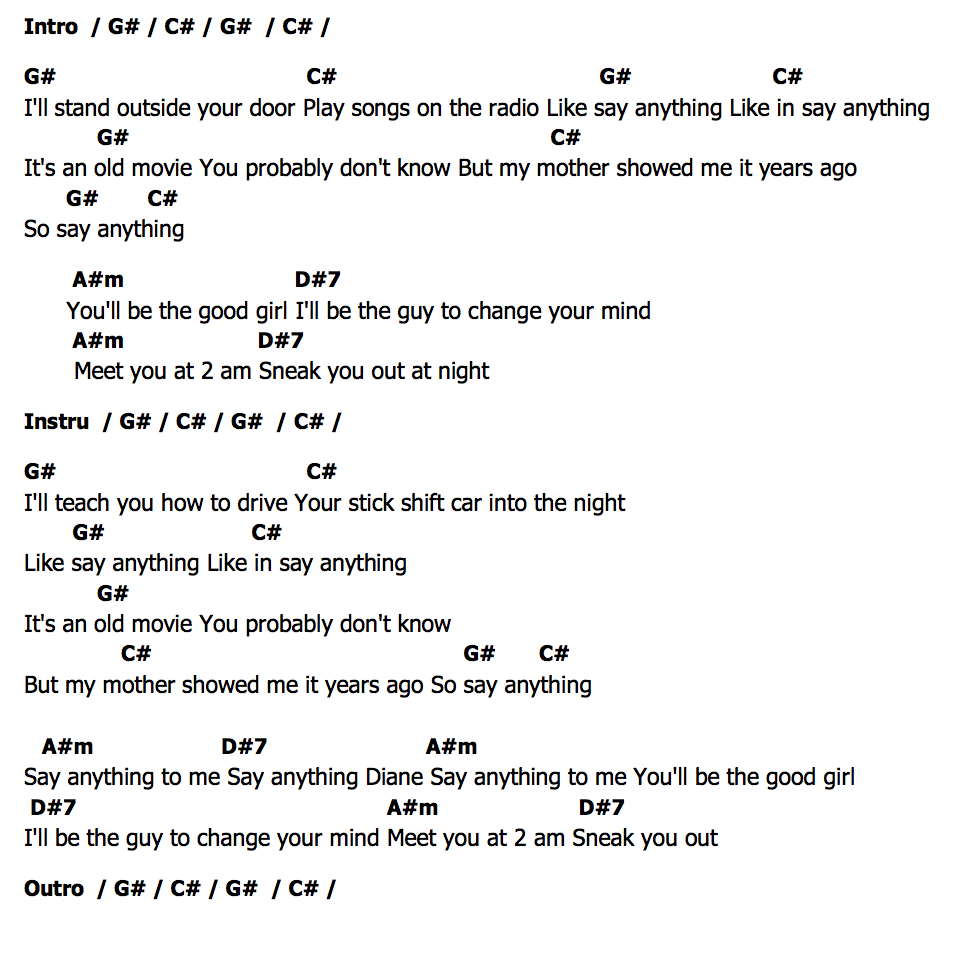 คอร์ด say anything girl in red
