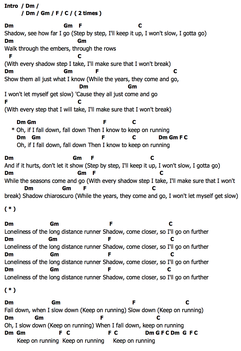 คอร์ด The Runner Foals