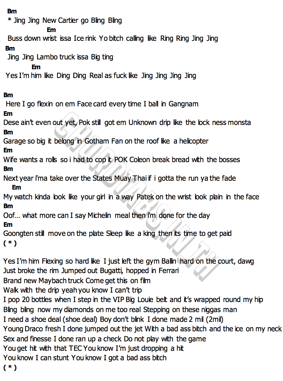 คอร์ด JING JING POKMINDSET x SOULJA BOY