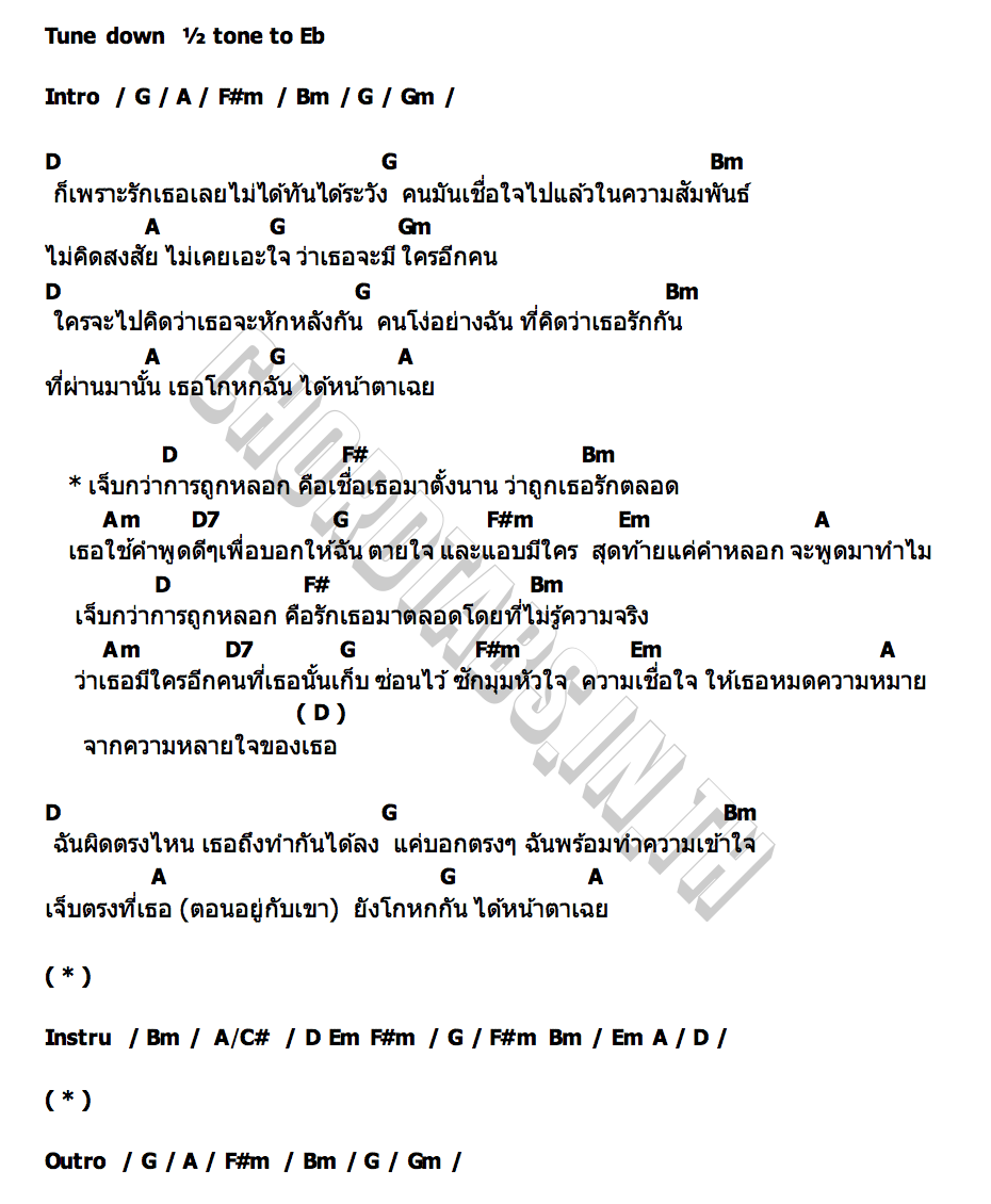 คอร์ด เจ็บกว่าการถูกหลอก Slapkiss