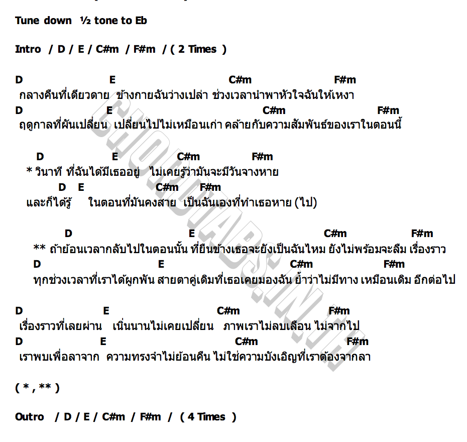 คอร์ด ถ้าย้อนกลับไป (Turn back time) JOLLY BOI