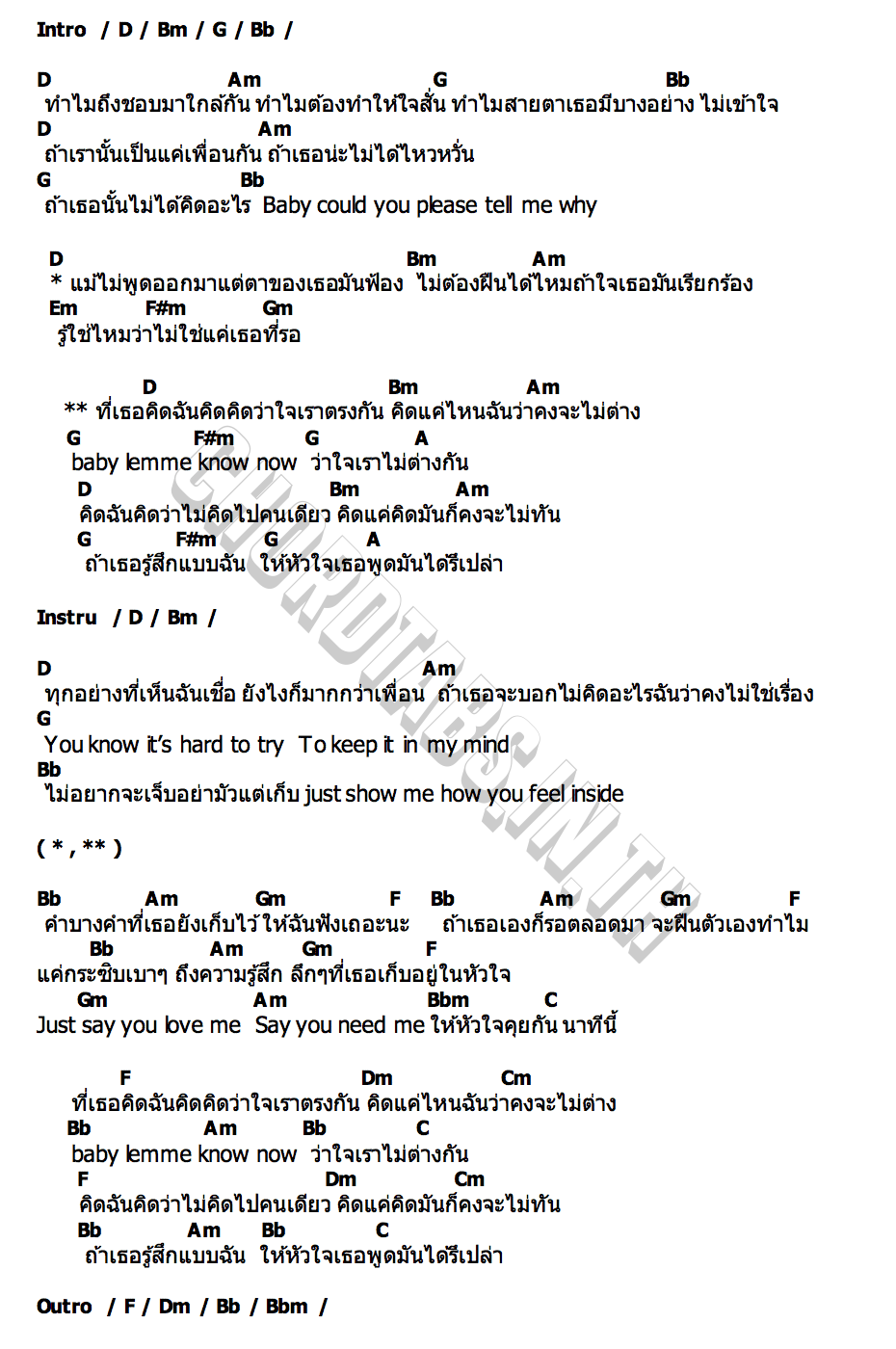 คอร์ด คิดคิด ( Let me know ) 4EVE