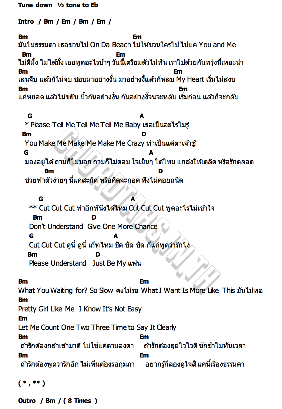 คอร์ด Cut Cut Cut (อีกทีได้มั้ย) BowImm CAC