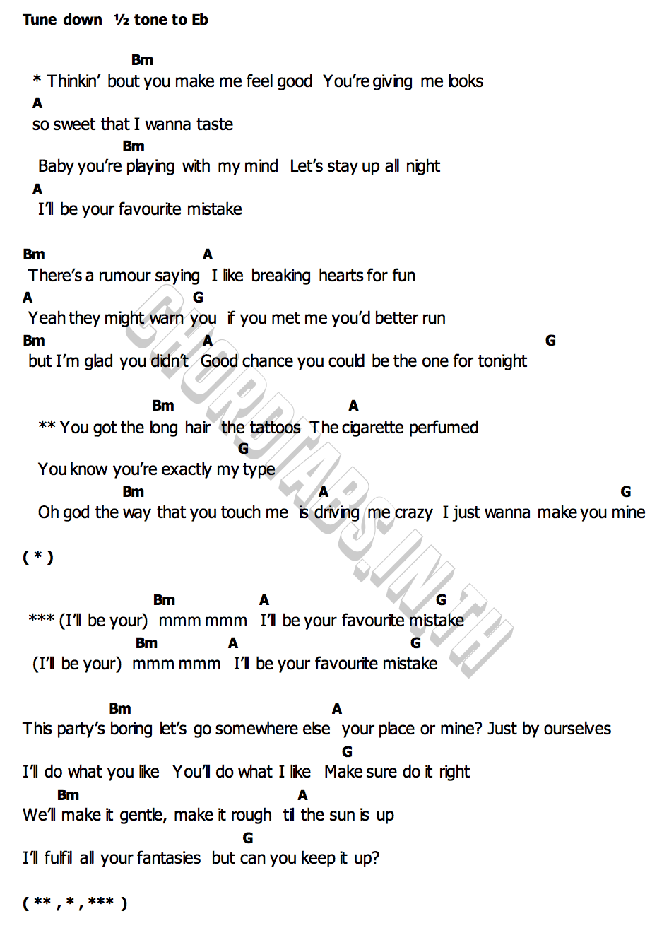 คอร์ด FAVOURITE MISTAKE Violette Wautier