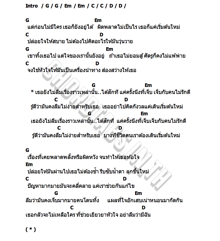 คอร์ด อย่าลืมว่ามีฉัน TANASA X P.A.P BEAT BAND