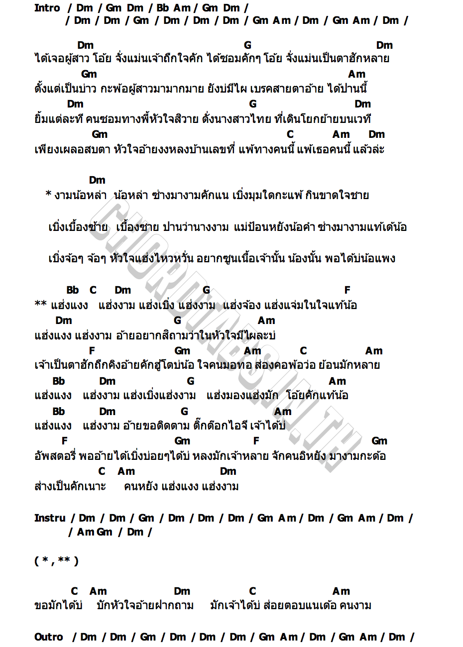 คอร์ด แฮงแงงแฮงงาม บอย ศิริชัย