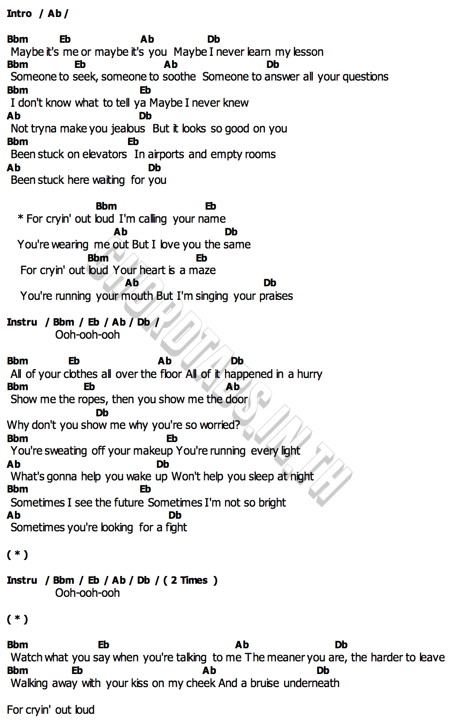 คอร์ด For Cryin Out Loud FINNEAS