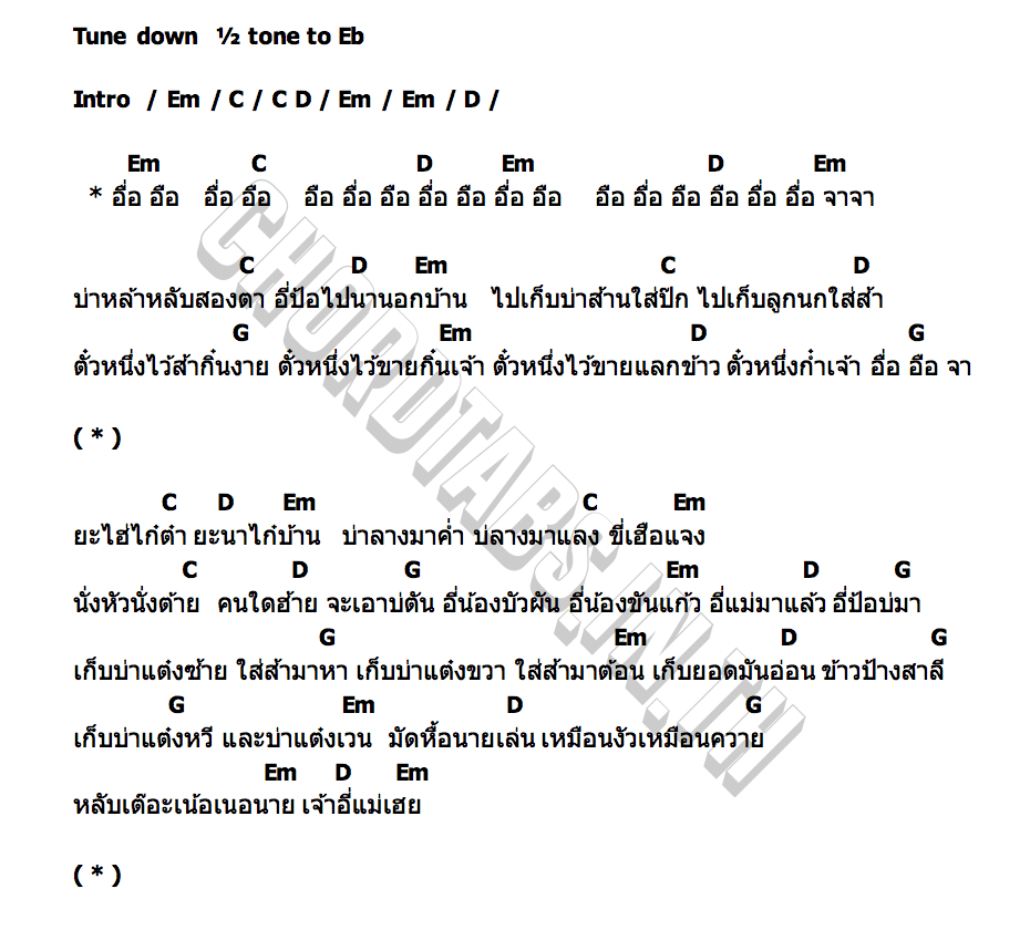 คอร์ด อื่อ จา จา (ล้านนากล่อมลูก) มินตรา น่านเจ้า