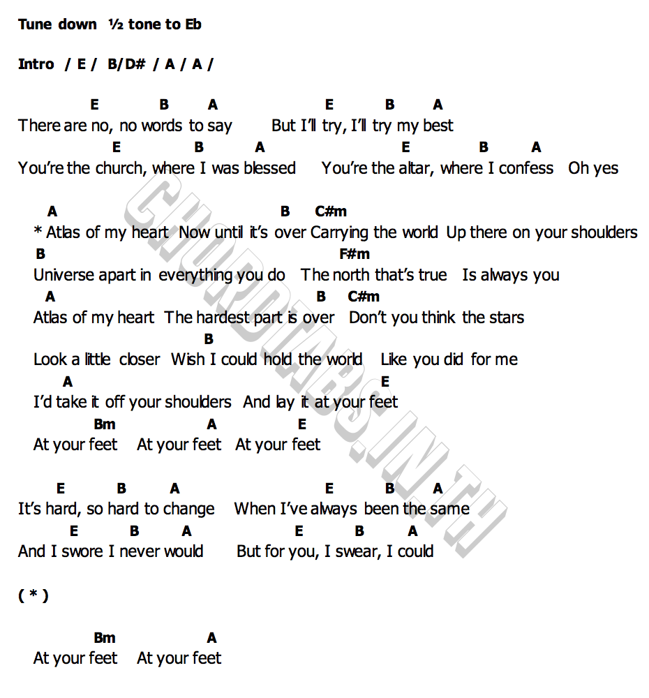 คอร์ด At Your Feet The Script