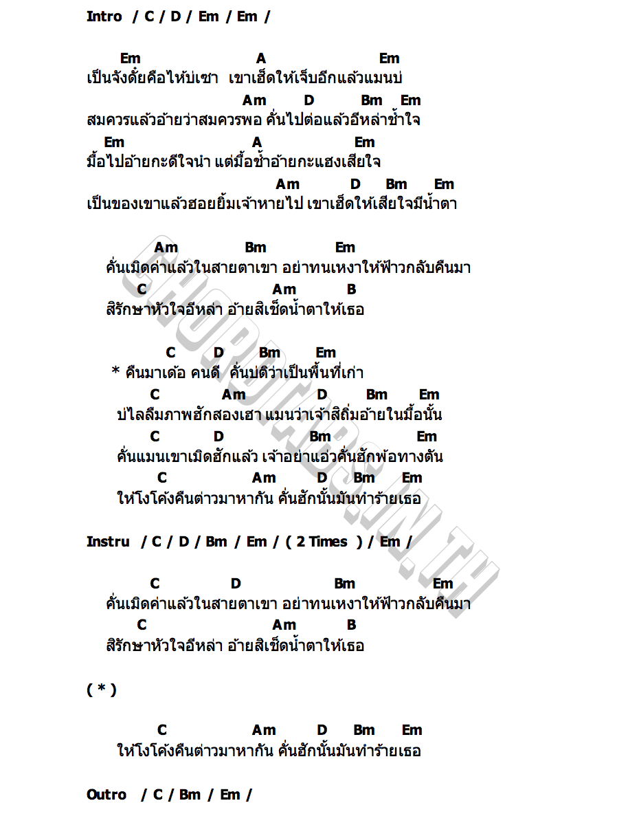 คอร์ด คืนมาเด้อ หนุ่ม มีซอ