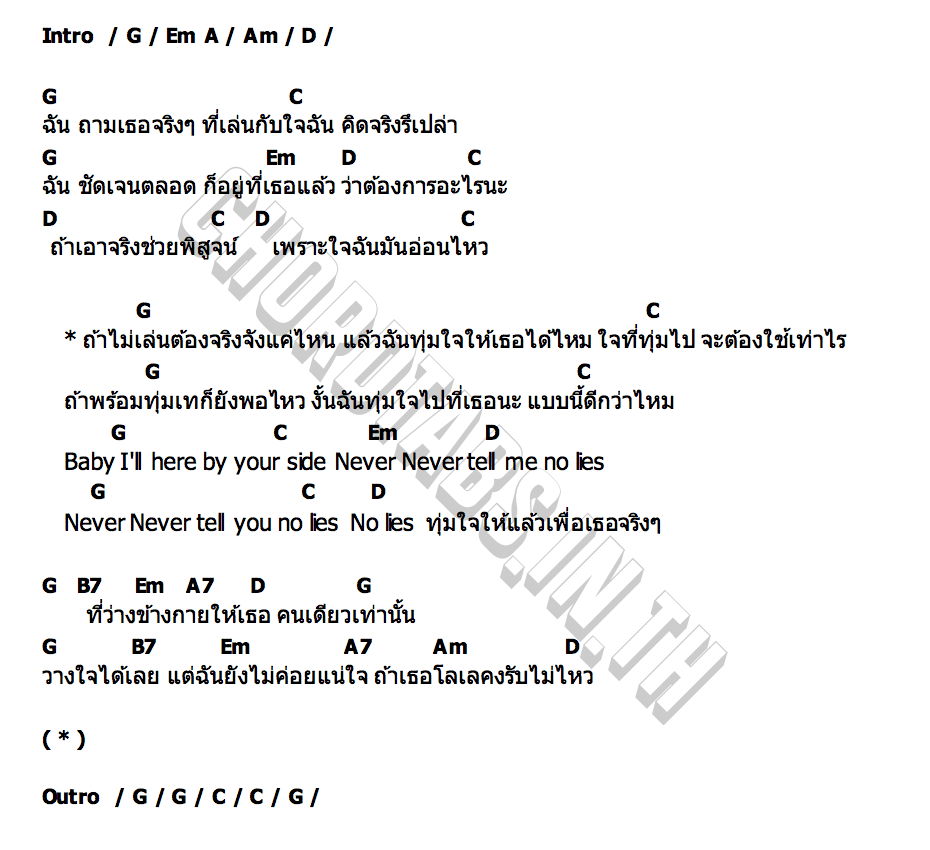 คอร์ด ทุ่มใจ เบนซ์ อัทธ์ธนิน x กาฟิวส์ พันธุ์ธัช