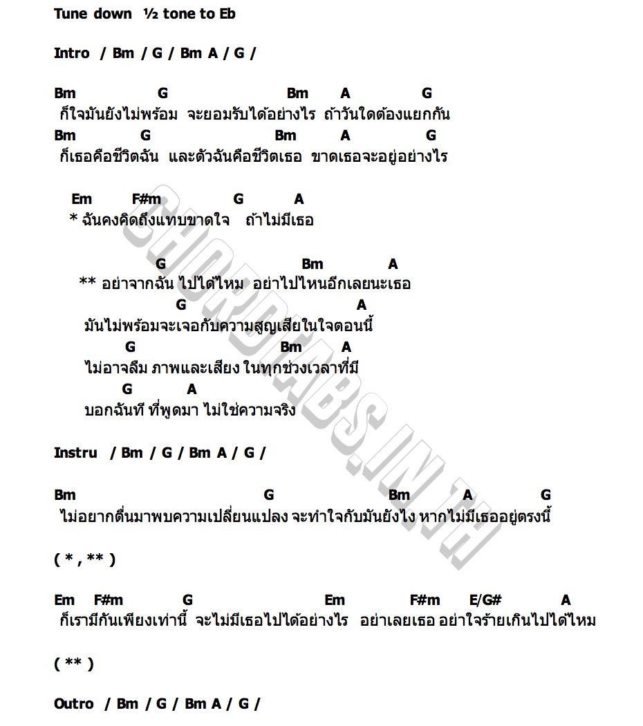 คอร์ด อย่าจากไป Potay วง Mean