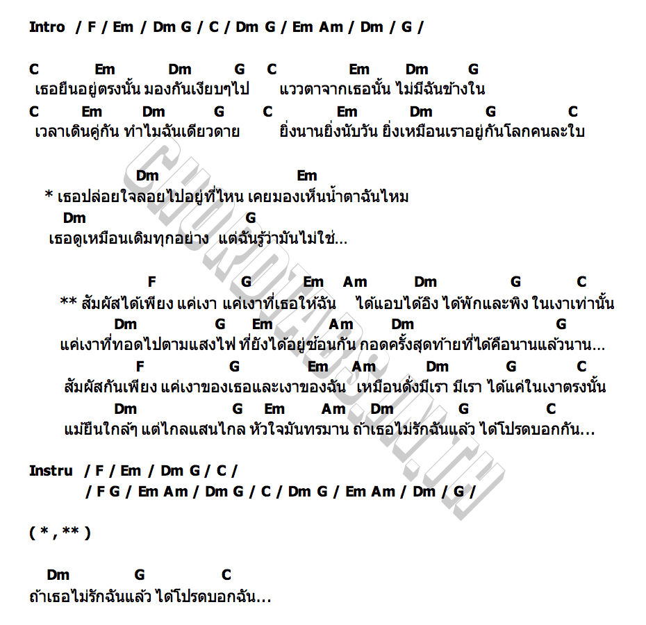 คอร์ด เพียงแค่เงา เอิร์น สุรัตน์ติกานต์