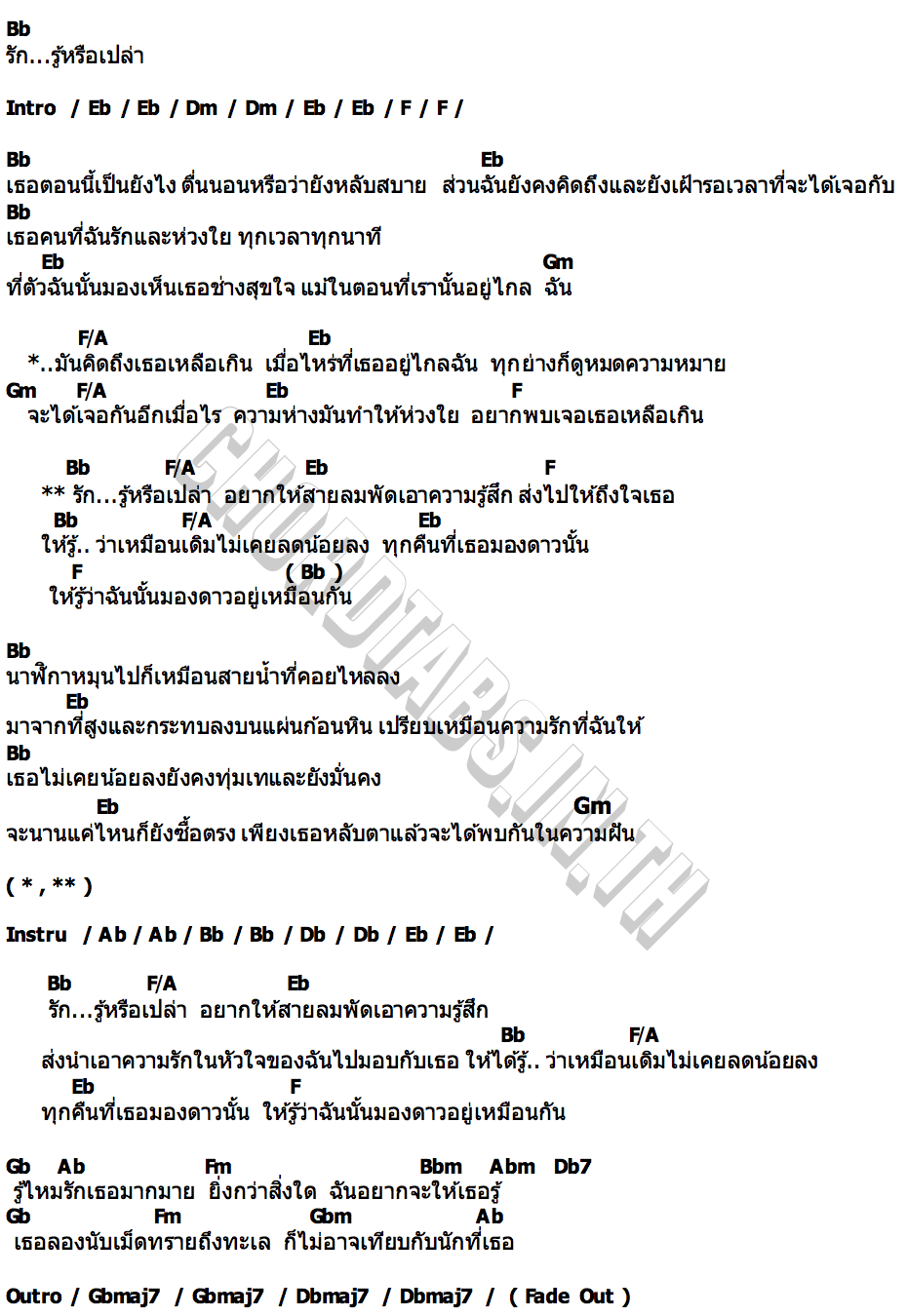 คอร์ด รัก...รู้หรือเปล่า Erotic Acoustic Band