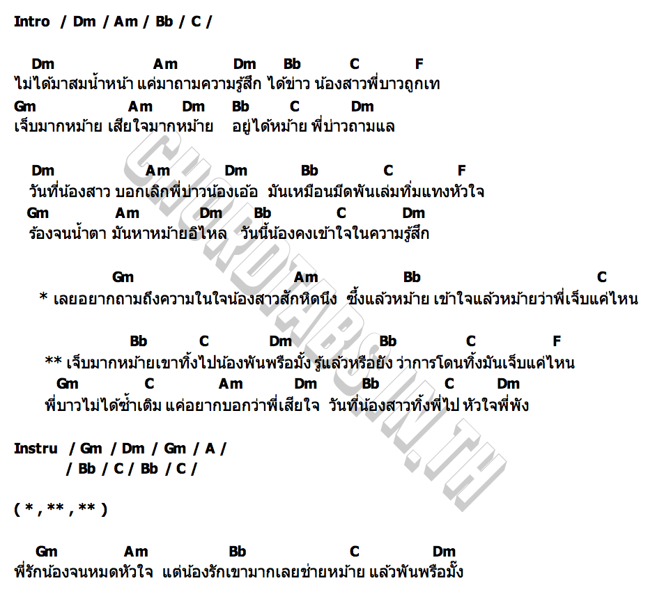 คอร์ด เจ็บมากหม้าย กล้วย แสตมป์