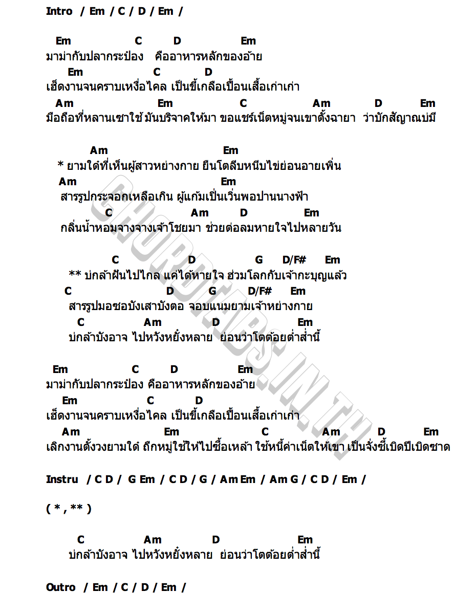 คอร์ด มาม่ากับปลากระป๋อง ชัย ชัยวัฒน์
