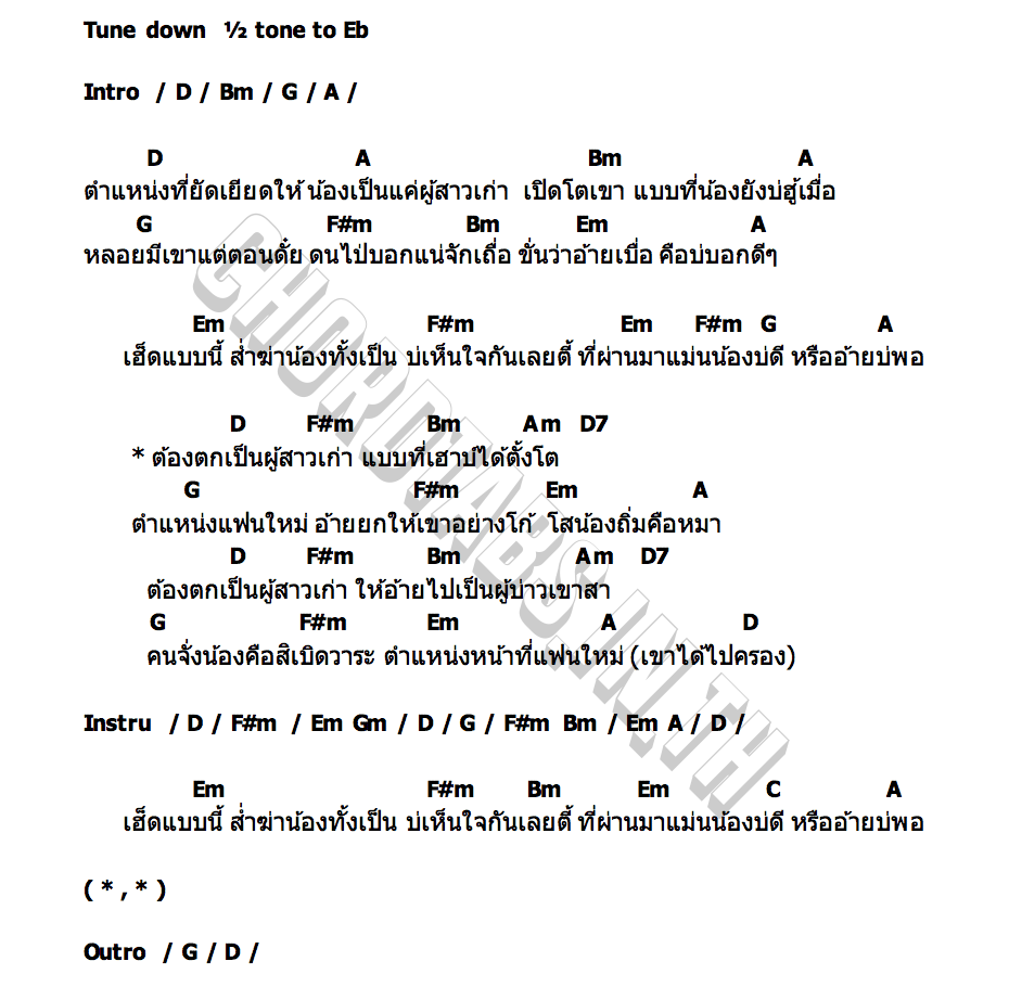 คอร์ด ต้องตกเป็นผู้สาวเก่า ปูเล่ สวรรค์นา