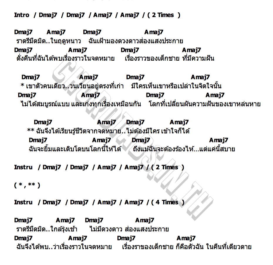 คอร์ด จดหมายจากเด็กชาย introvert ขวันไช.