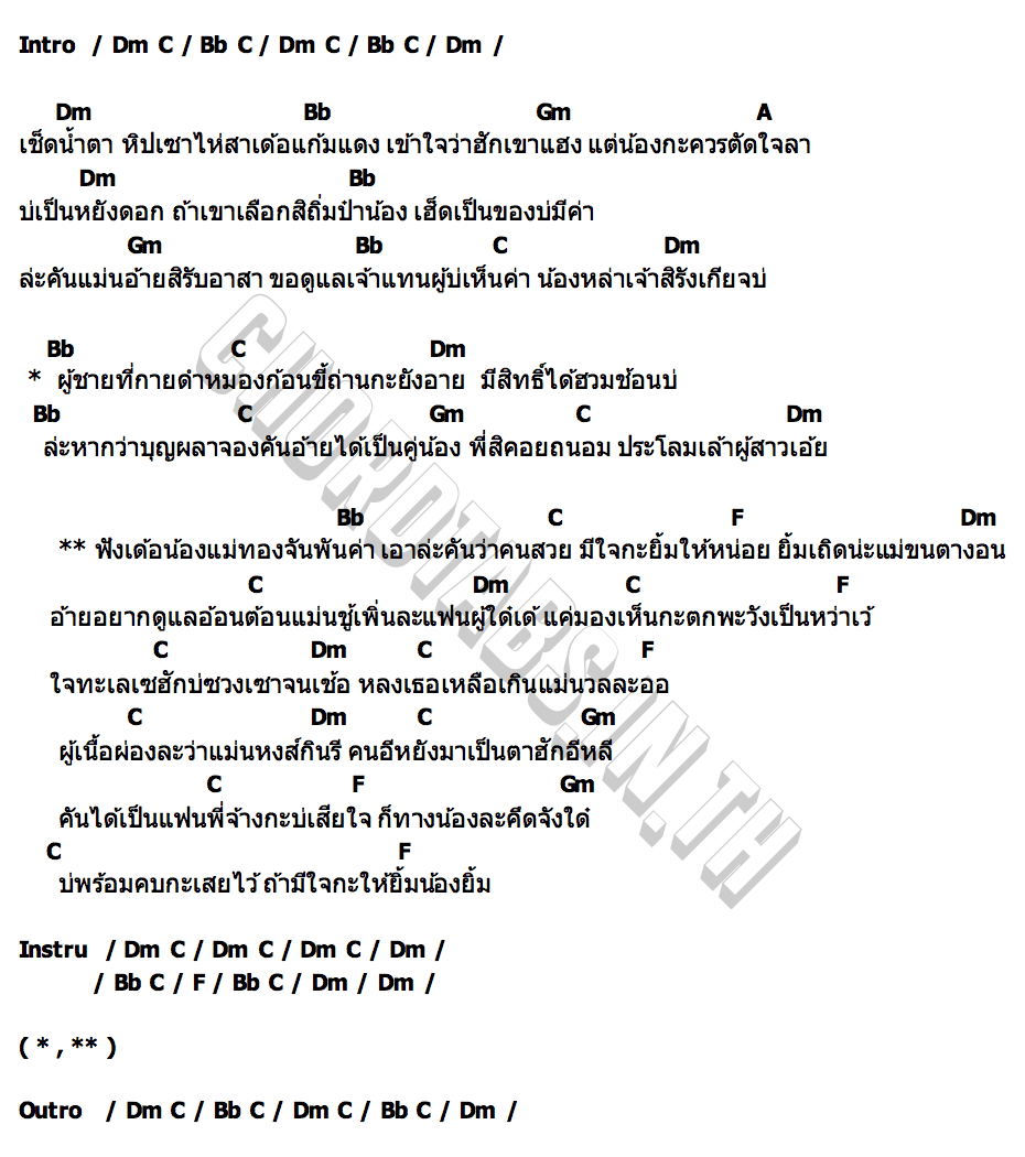 คอร์ด ฟังเด้อน้อง ไพบูลย์ แสงเดือน