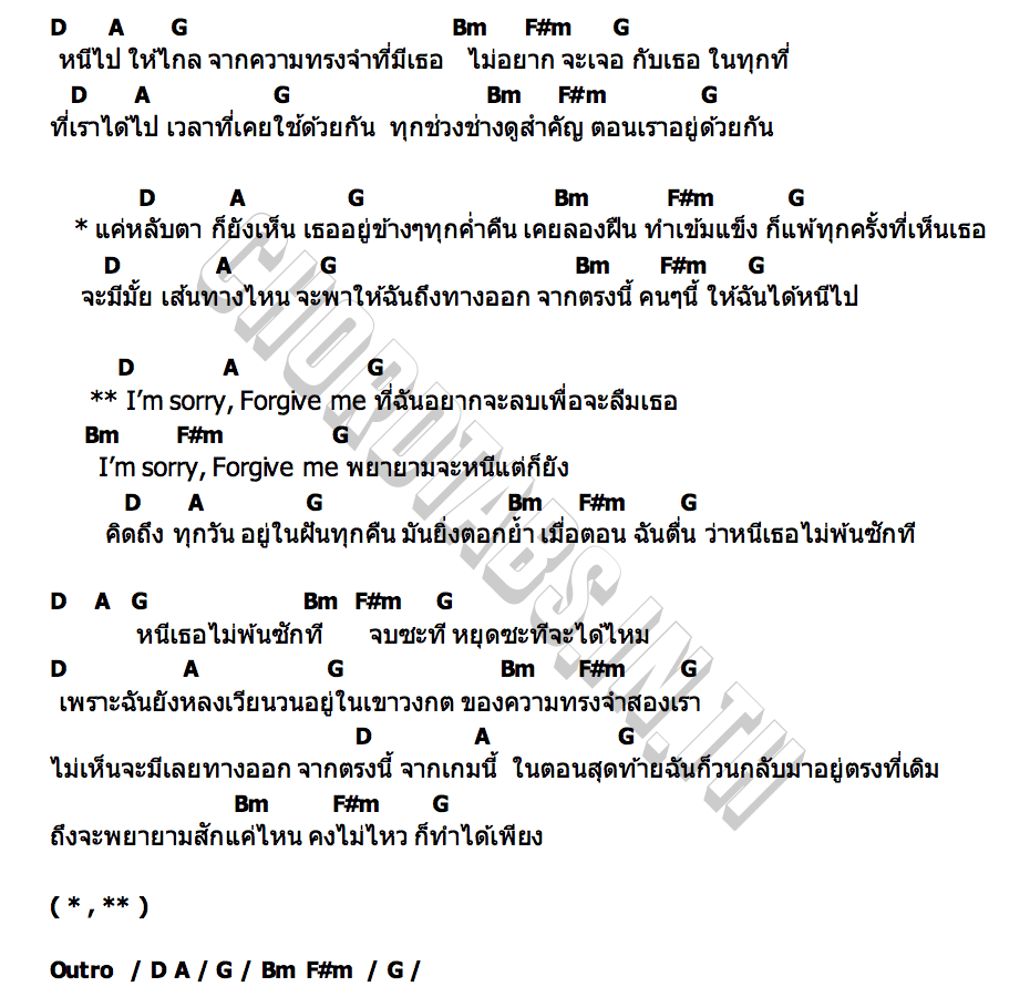 คอร์ด หนีไป (Runaway) WONDERFRAME