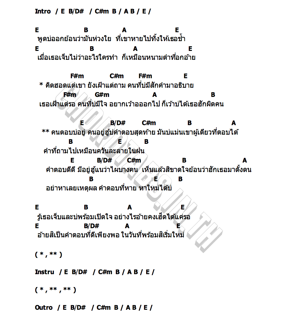 คอร์ด หาคนตอบใหม่ เสถียร ทำมือ