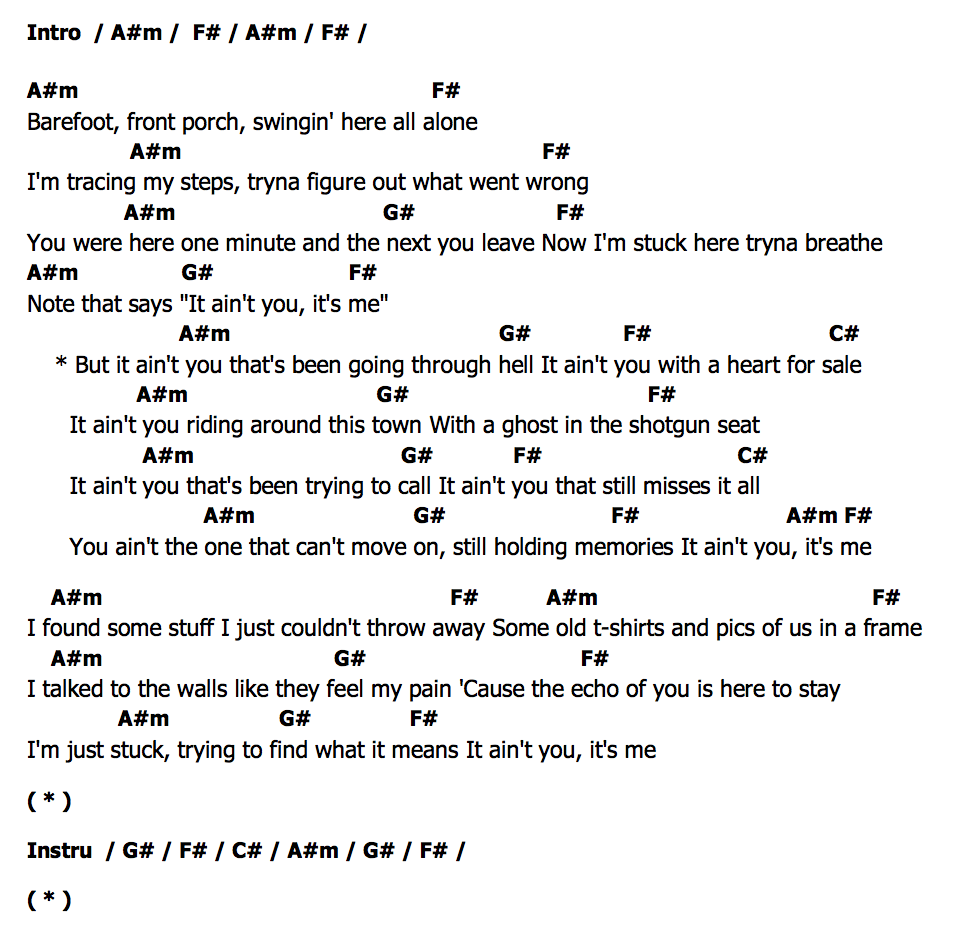 คอร์ด It Ain t You It s Me Kane Brown