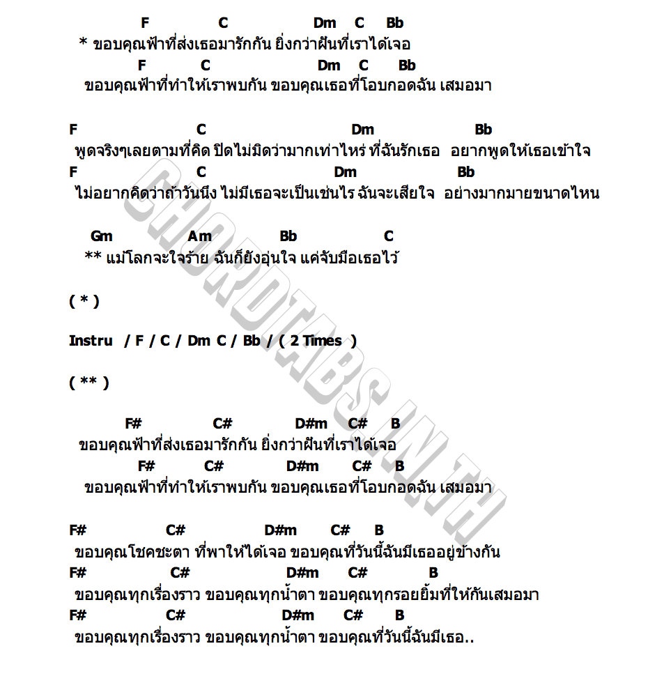 คอร์ด ขอบคุณฟ้าที่ส่งเธอมา Qmuu