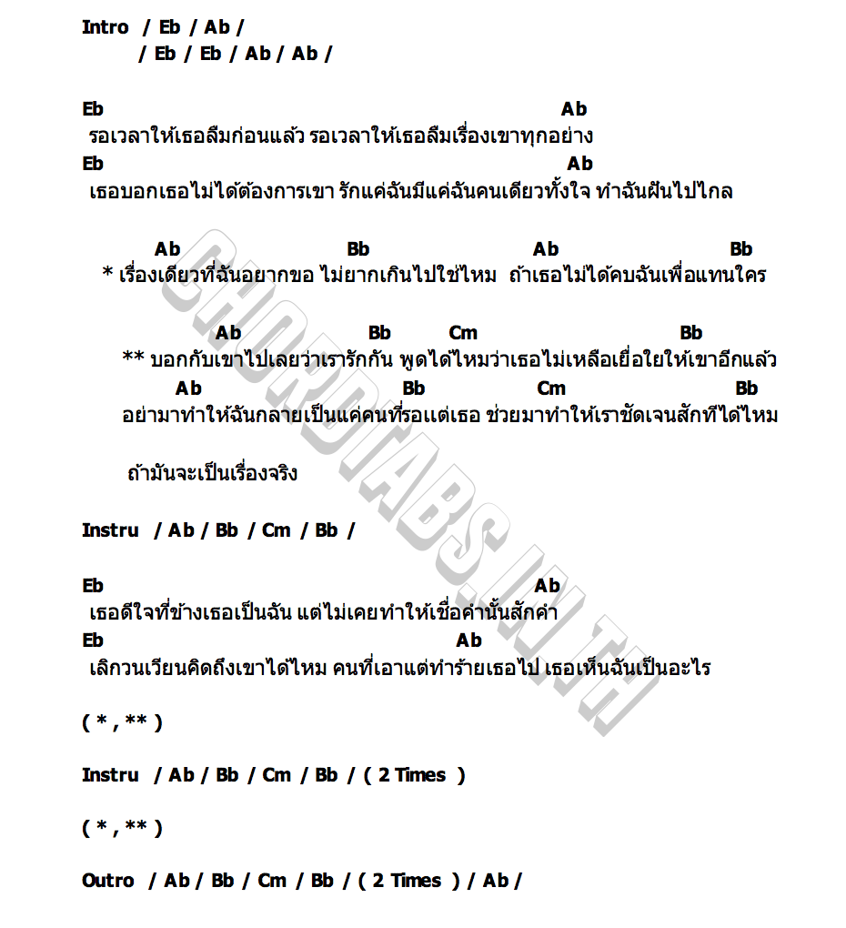 คอร์ด คนรอเธอ FahProud