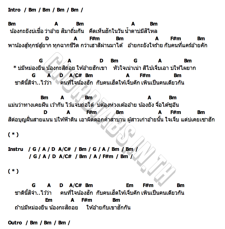คอร์ด บ่มีหม่องยืน น้องกะสิถอย กีต้าร์ นิภาพร