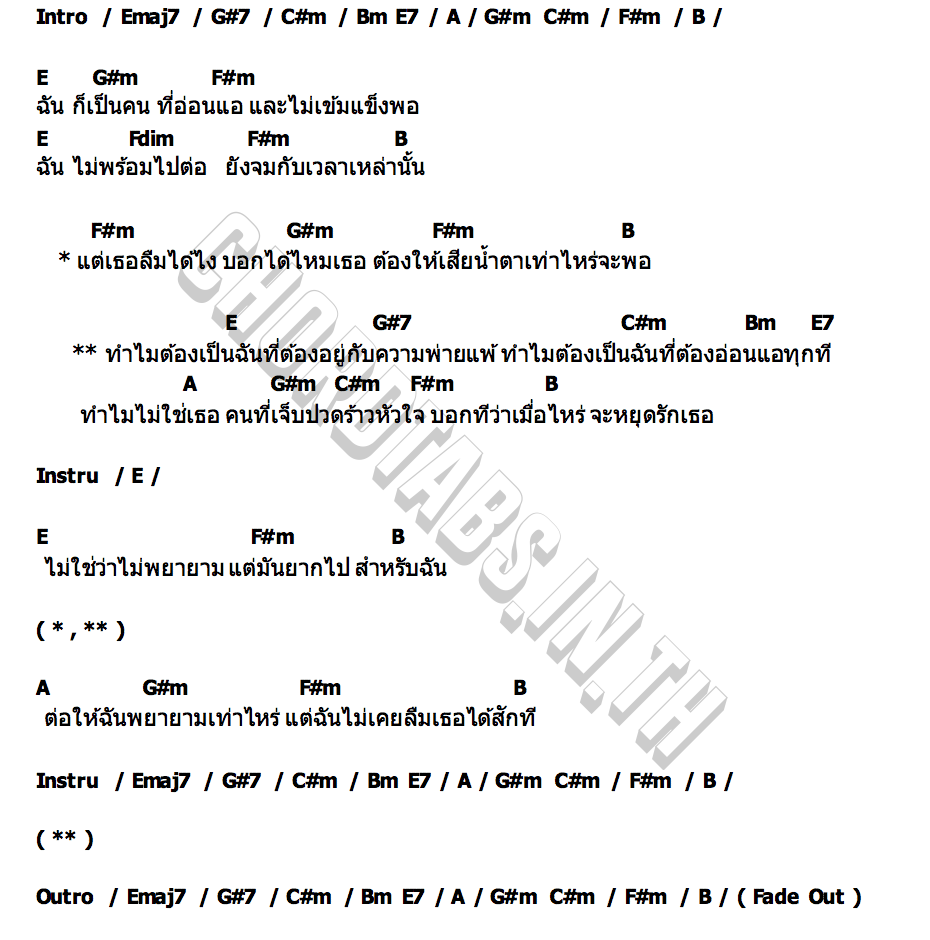 คอร์ด ทำไมต้องเป็นฉัน LOST CHIPS