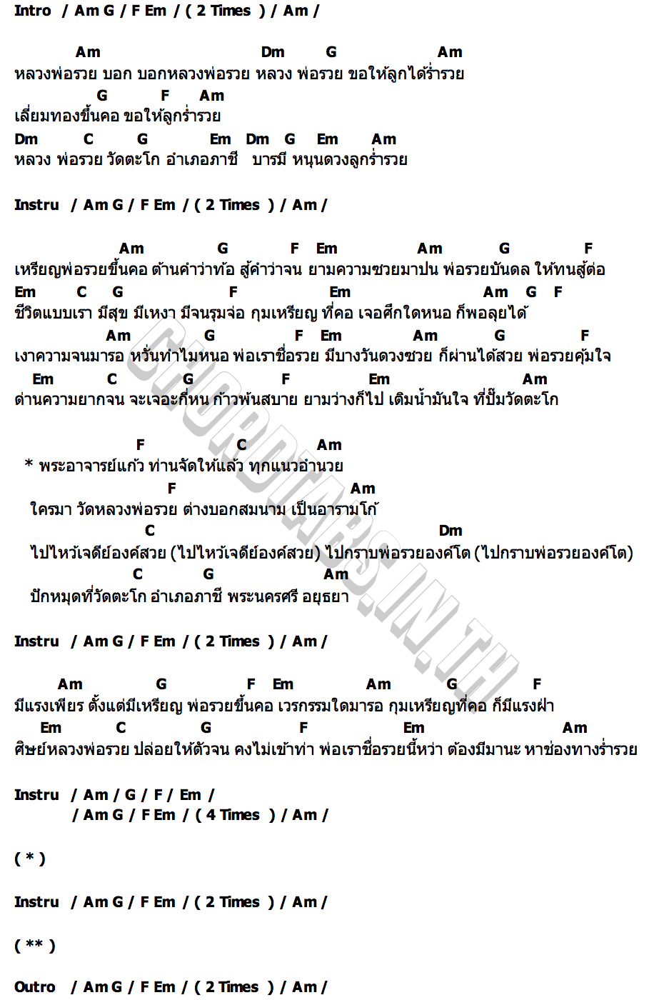 คอร์ด เหรียญหลวงพ่อรวยขึ้นคอ มนต์แคน แก่นคูน