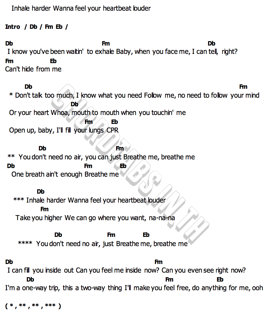 คอร์ด Breathe Me Tyla