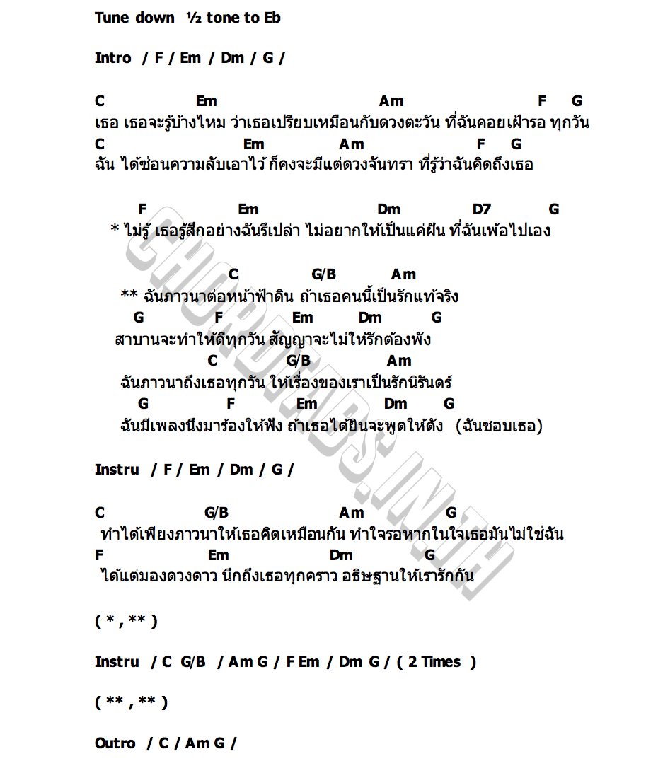คอร์ด ดวงจันทร์ ตะวัน ความรัก TewTer ฐณวัฒน์