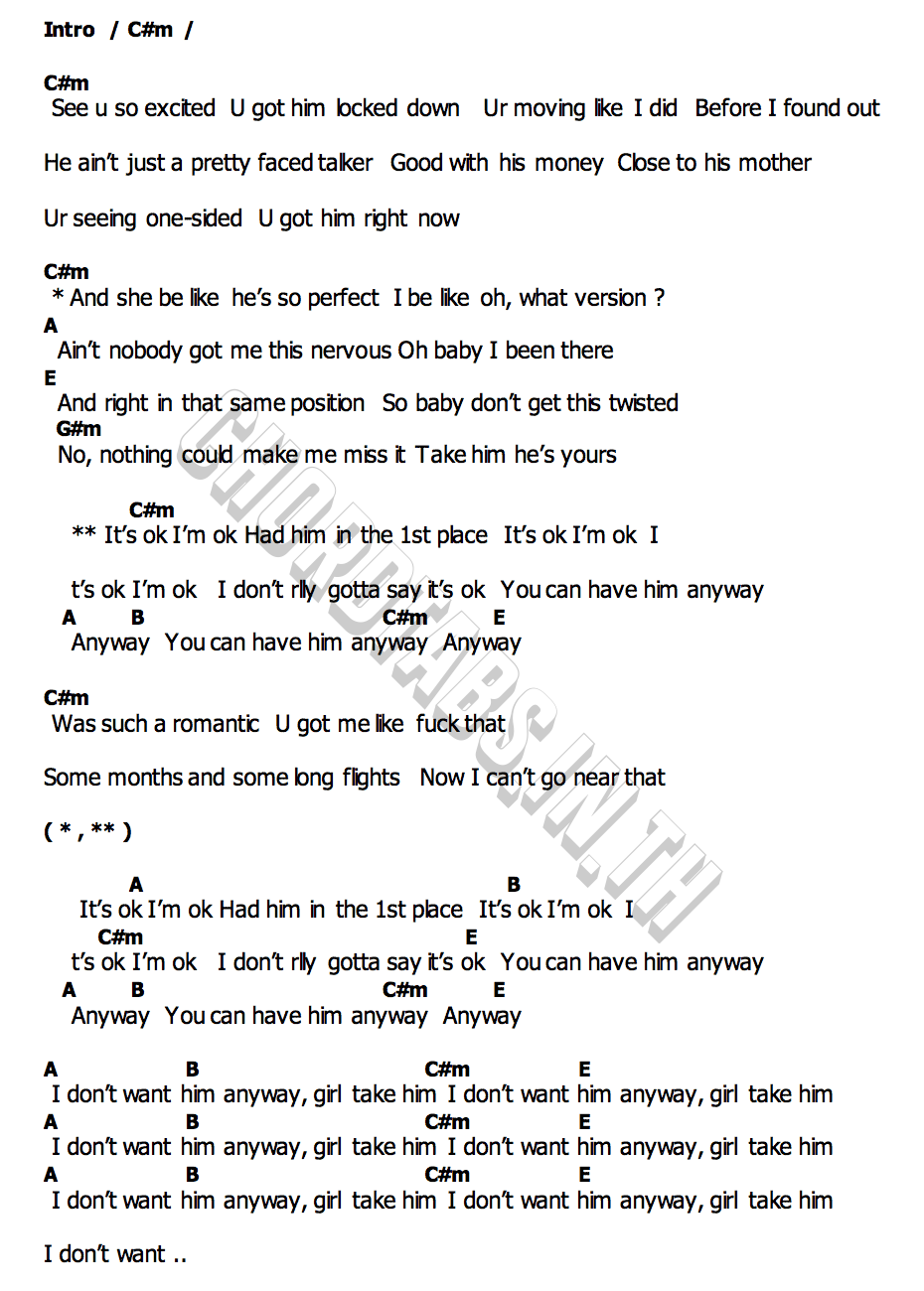 คอร์ด It s ok I m ok Tate McRae