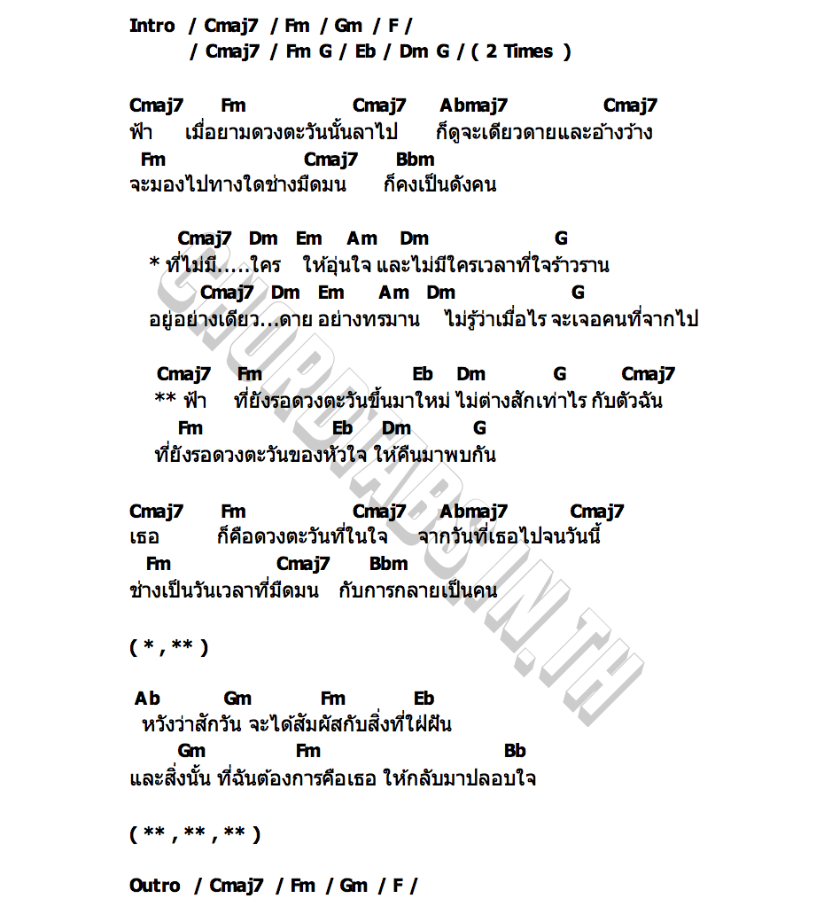 คอร์ด ฟ้ากับตะวัน Peck Palitchoke