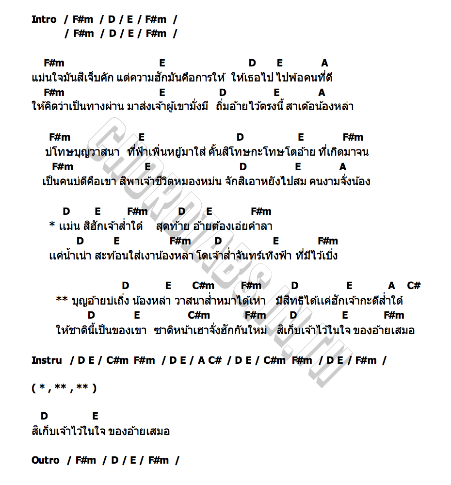 คอร์ด จั่งมาฮักกันใหม่ แจ็ค ลูกอีสาน