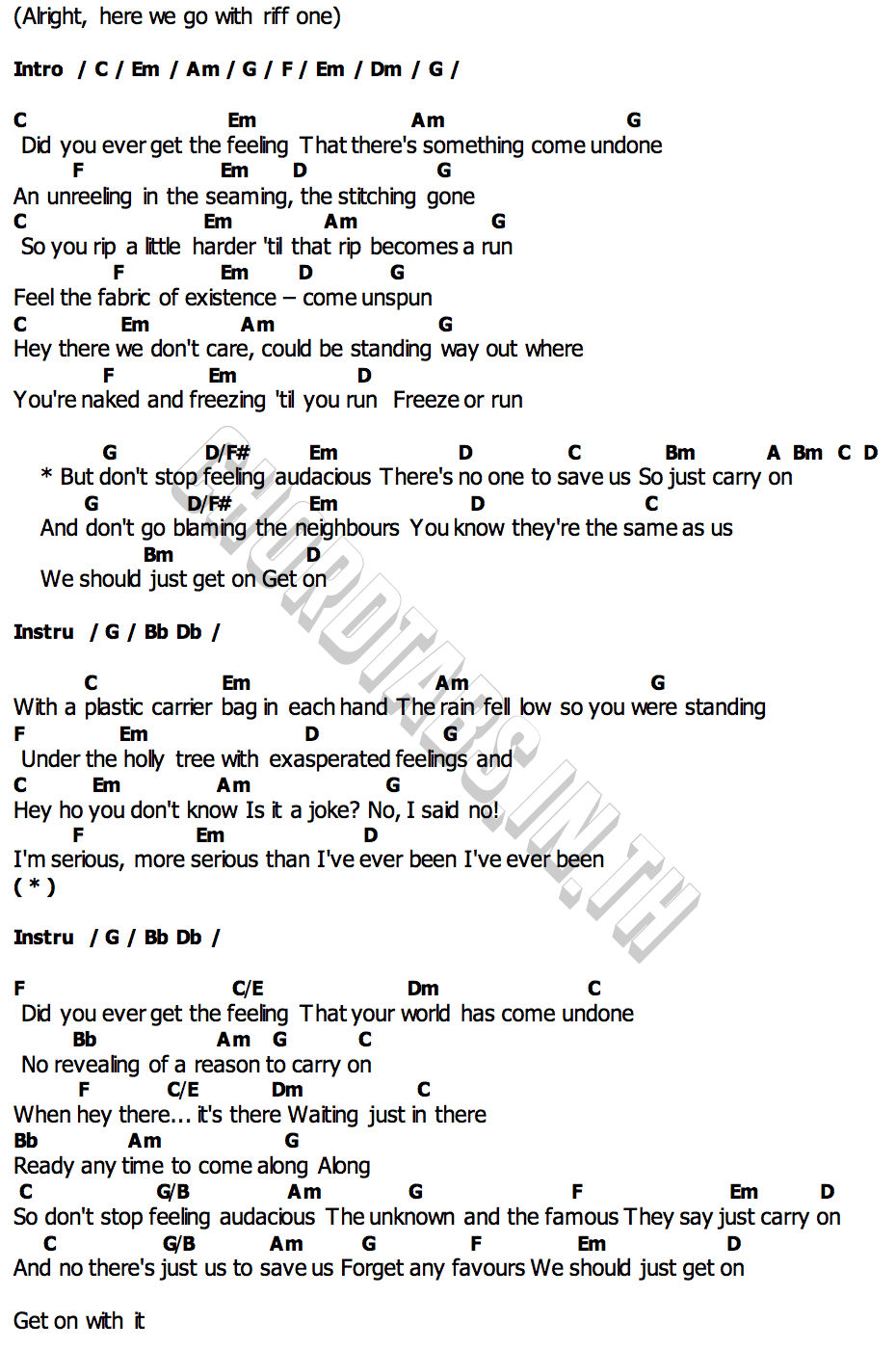 คอร์ด Audacious Franz Ferdinand