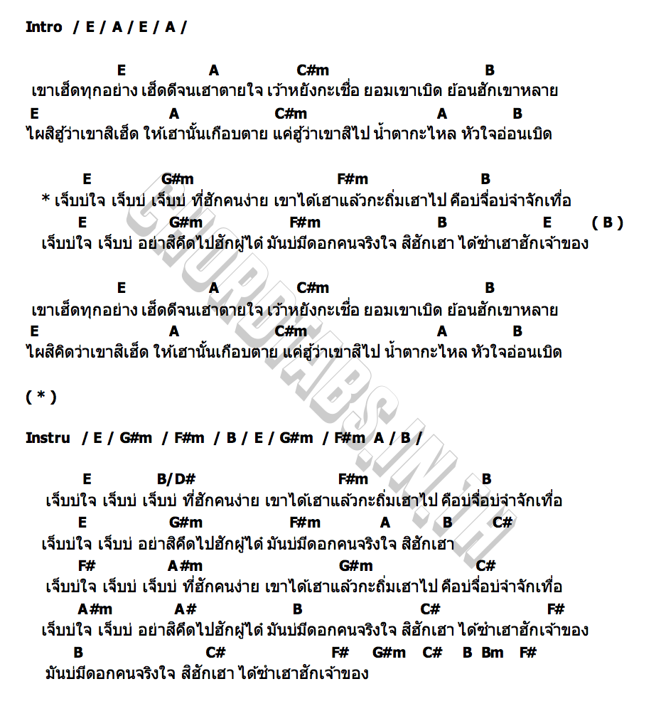 คอร์ด เจ็บบ่ใจ ฟลุ๊ค เมธวัจน์