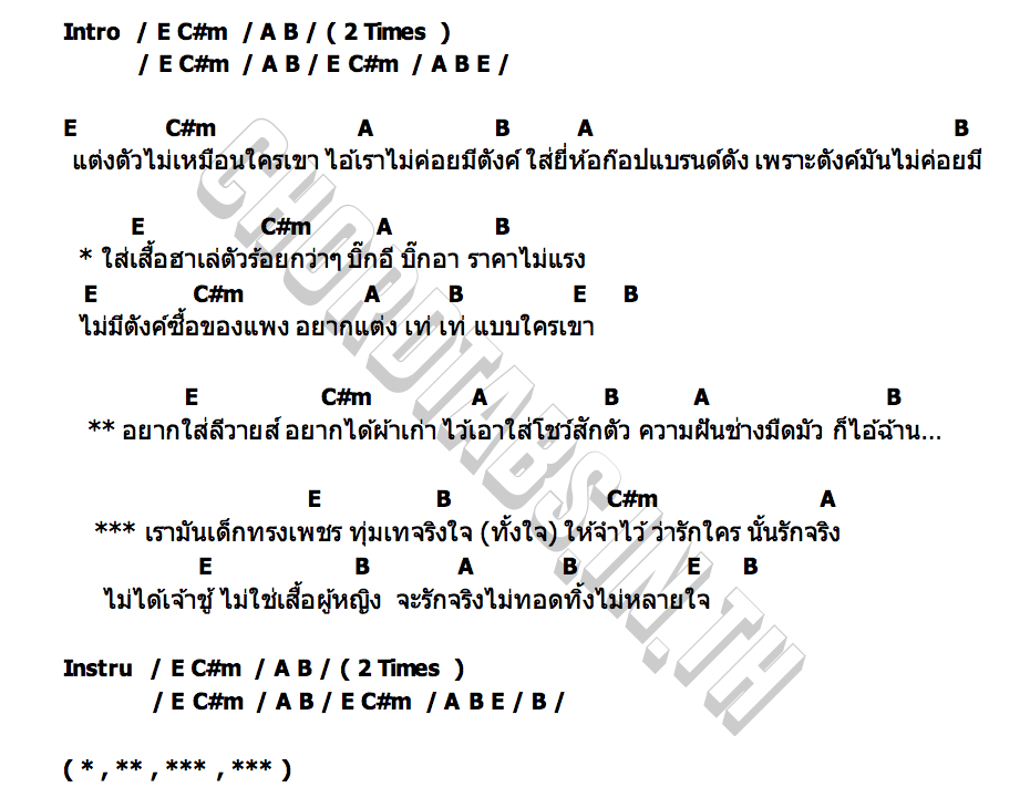 คอร์ด ทรงเพชร (ทรงเพ็ชร์) ปากอง