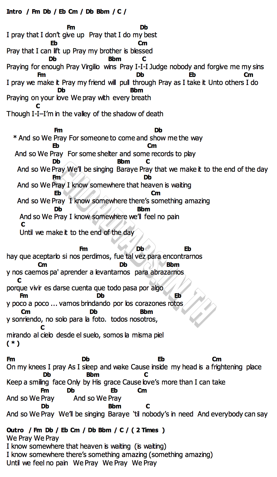 คอร์ด WE PRAY (TINI Version) Coldplay
