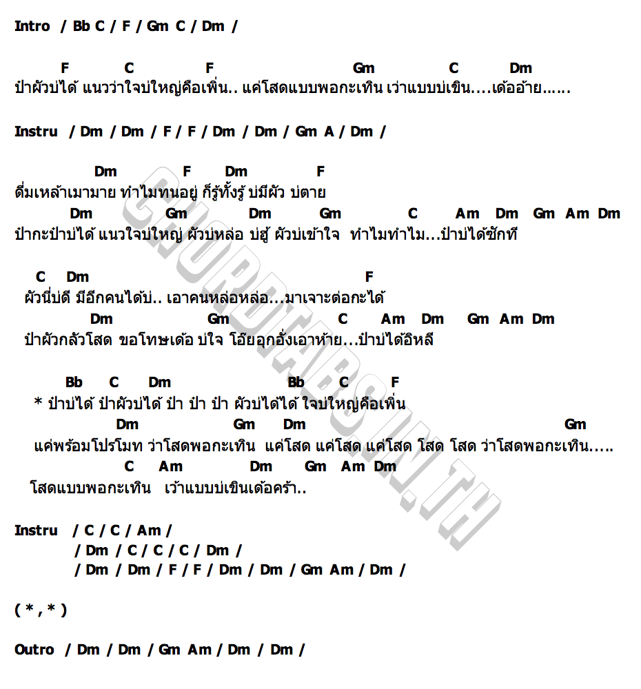 คอร์ด ป๋าผัวบ่ได้ ลำยอง หนองหินห่าว