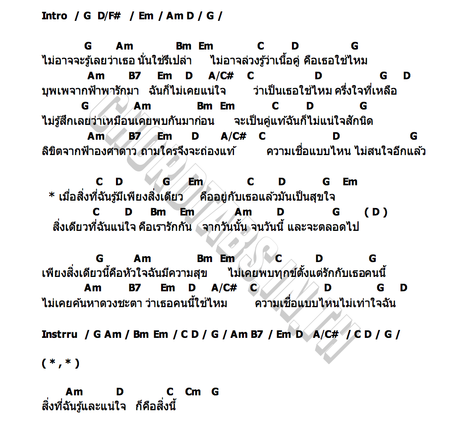 คอร์ด สิ่งเดียว นีโน่ สุดที่รัก