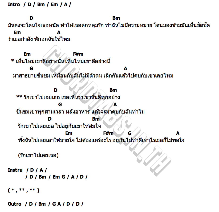 คอร์ด รักเขาไปเลยเธอ ลูกพีช สุริยน