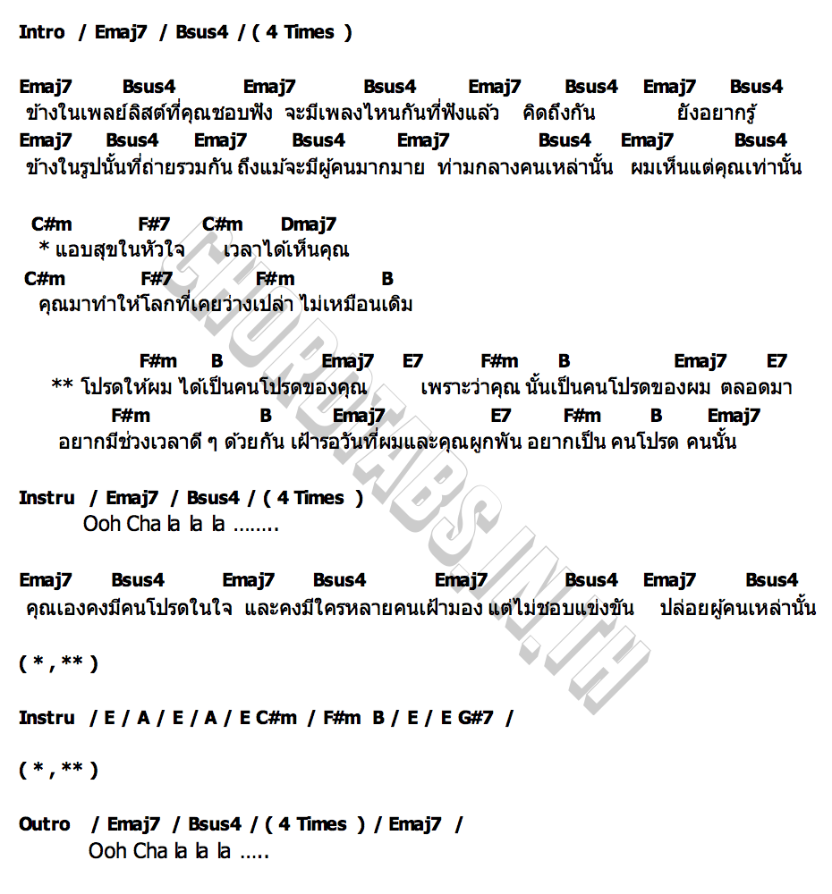คอร์ด คนโปรด (Cha la la la) Uncle Ben