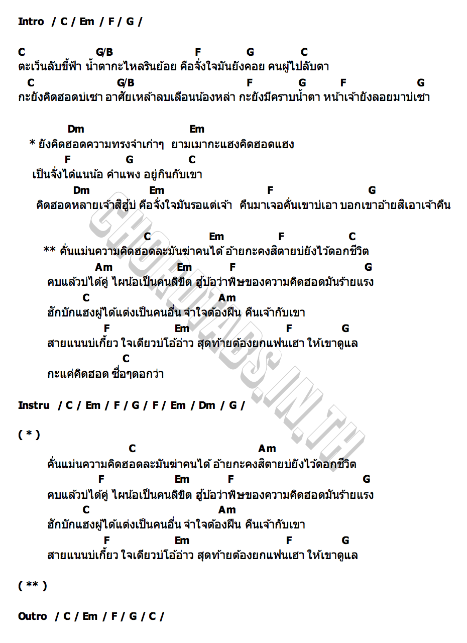 คอร์ด คั่นแม่นความคิดฮอดมันฆ่าคนได้ ต้นฮัก พรมจันทร์