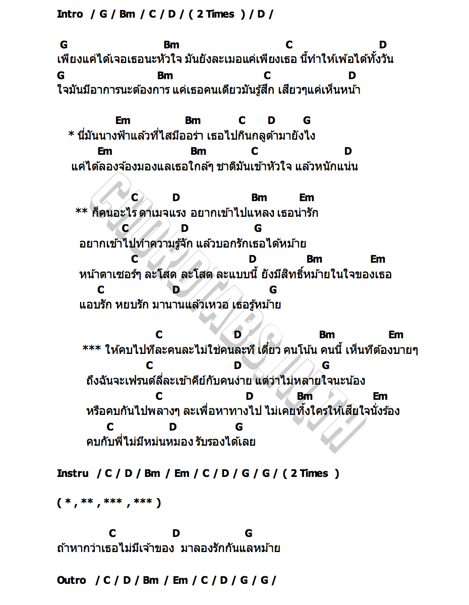 คอร์ด คบทีละคน นายอ๊อต สา มัญ ชน