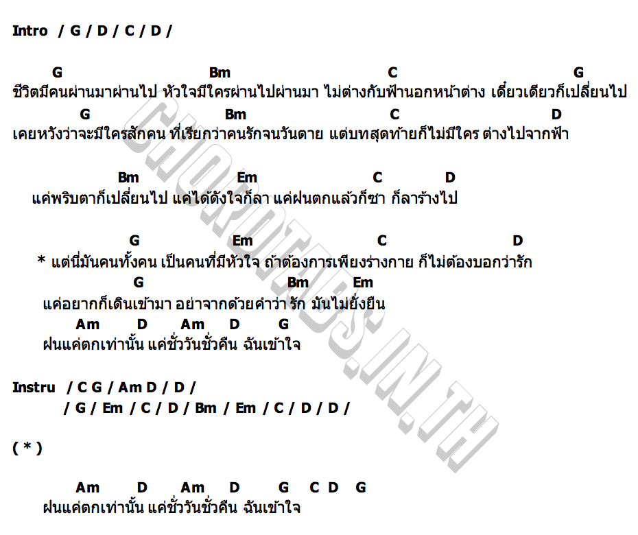 คอร์ด แค่ฝน ครูหมิง อนุสร