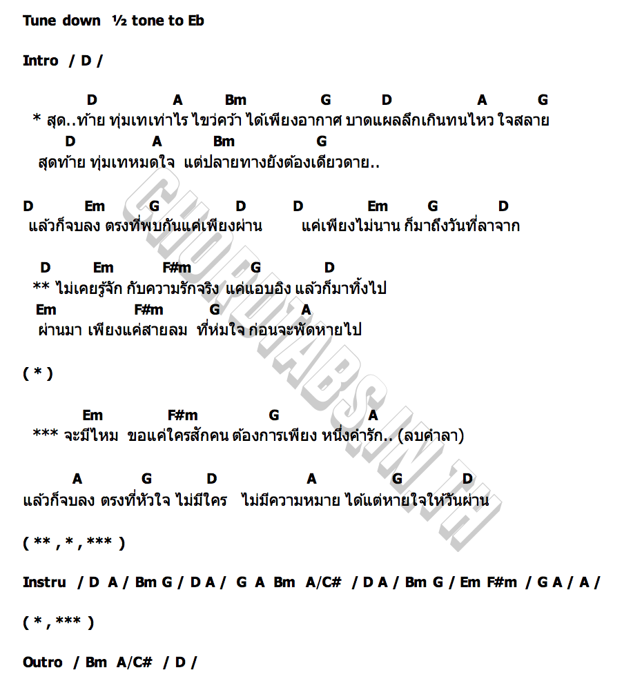 คอร์ด หนึ่งคำรัก Mammory