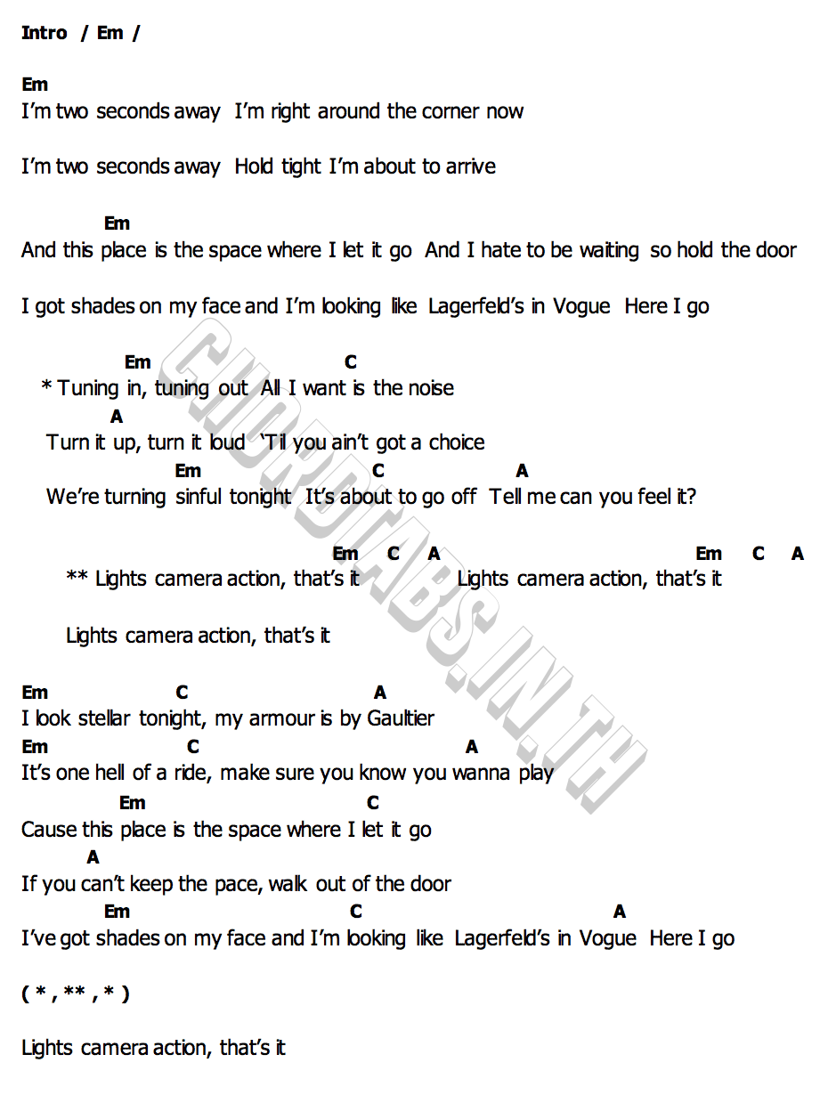 คอร์ด Lights Camera Action Kylie Minogue